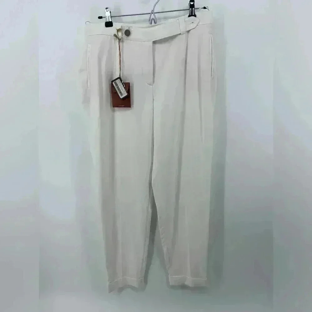 NWT Loro Piana trousers in off white size 44 made in Italy US 10 Missing Buttons